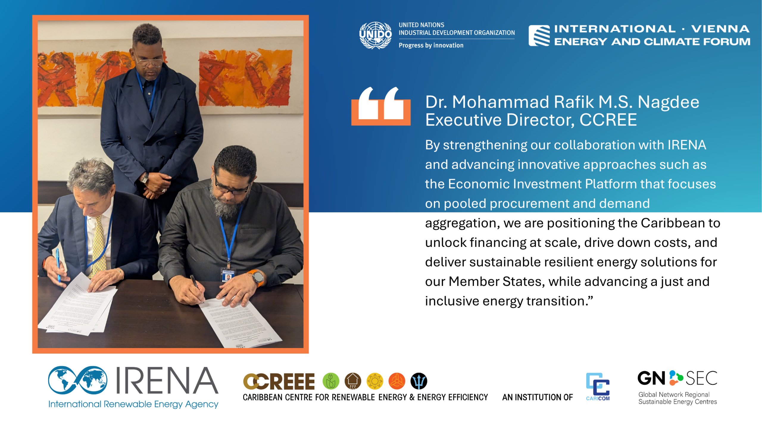 CCREEE and IRENA Formalize Strategic Partnership